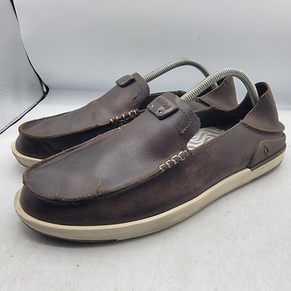 Olukai Kakaha Mens 10 Brown Leather Slip On Shoes Casual Comfort 10490-4848 main image 9